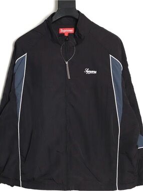 Supreme Black Jacket with Gray Side Panels and White Piping